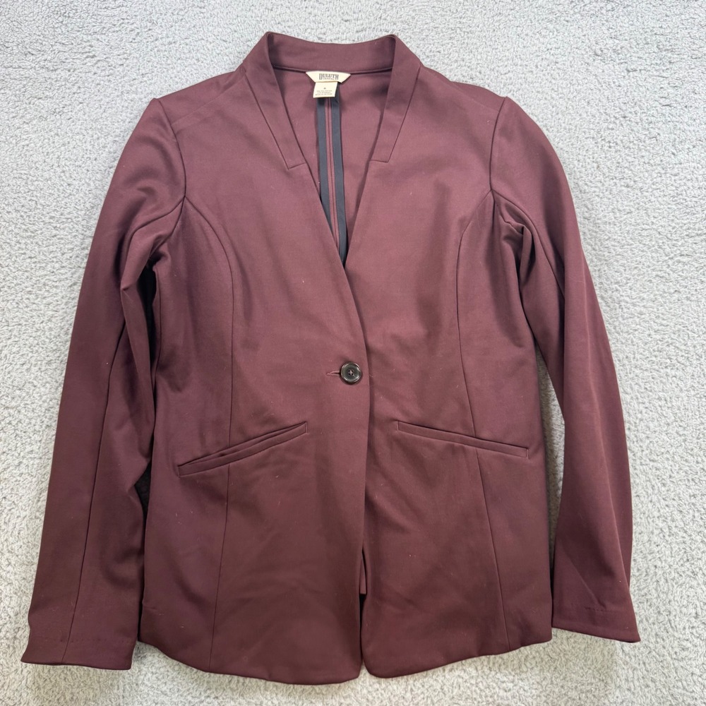 Duluth Trading Co Womens Blazer Jacket Size 6 Burgundy Polyester One‎ Button